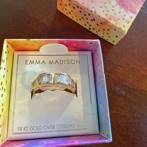 Emma Madison 18kt gold over sterling silver crystal diamonds embedded Ring Sz 9